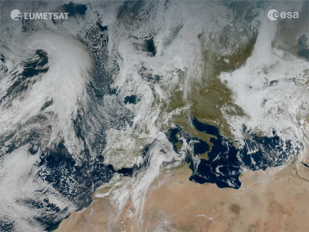 Satellitenbild über Nordafrika und Europa