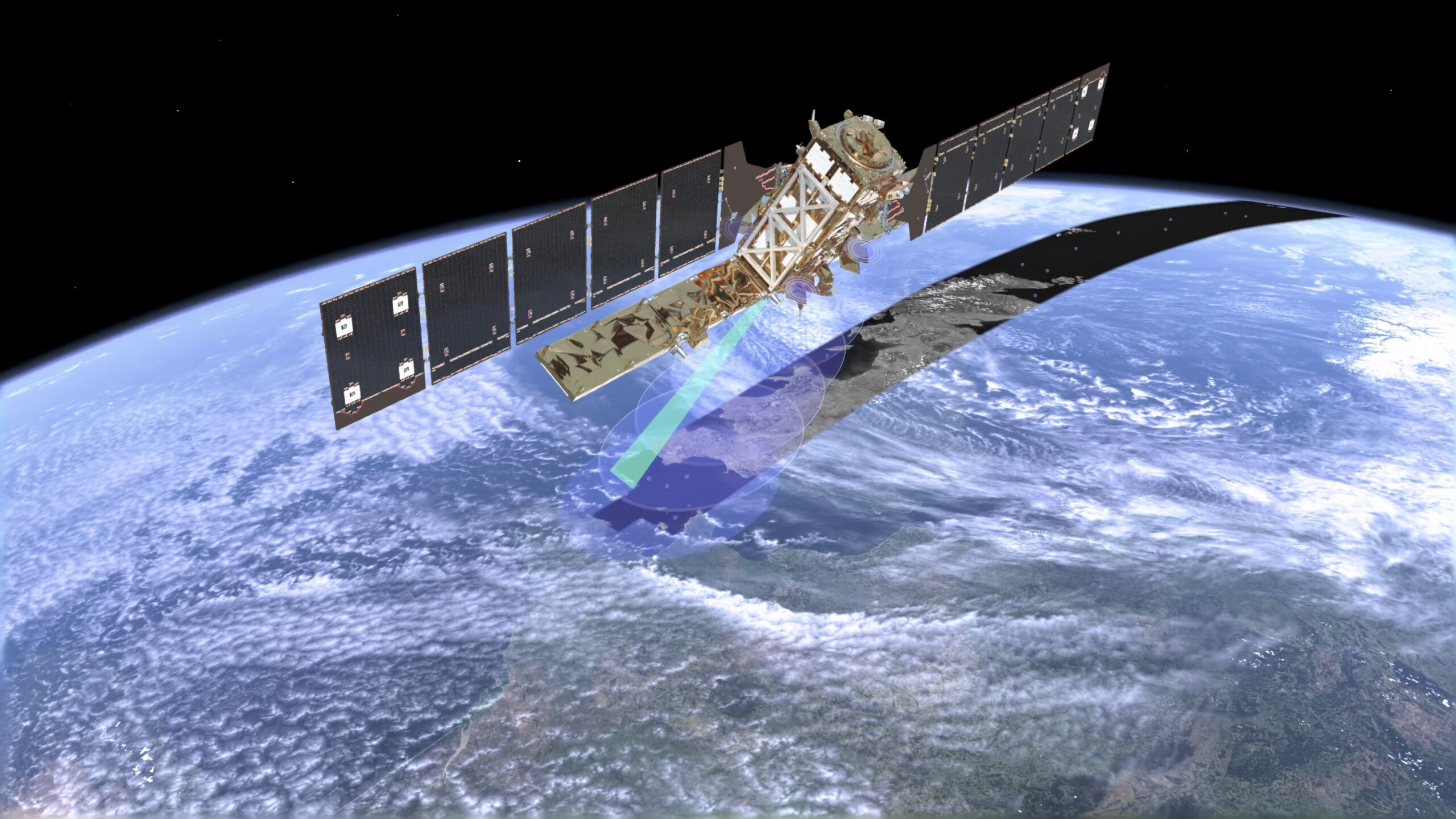 Sentinel-1 fligt über die Erde