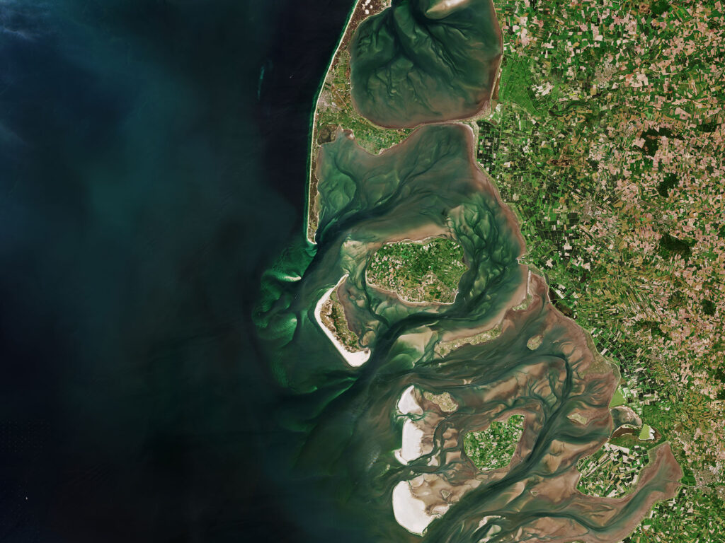 Satellitenaufnahme der Nordfriesischen Inseln