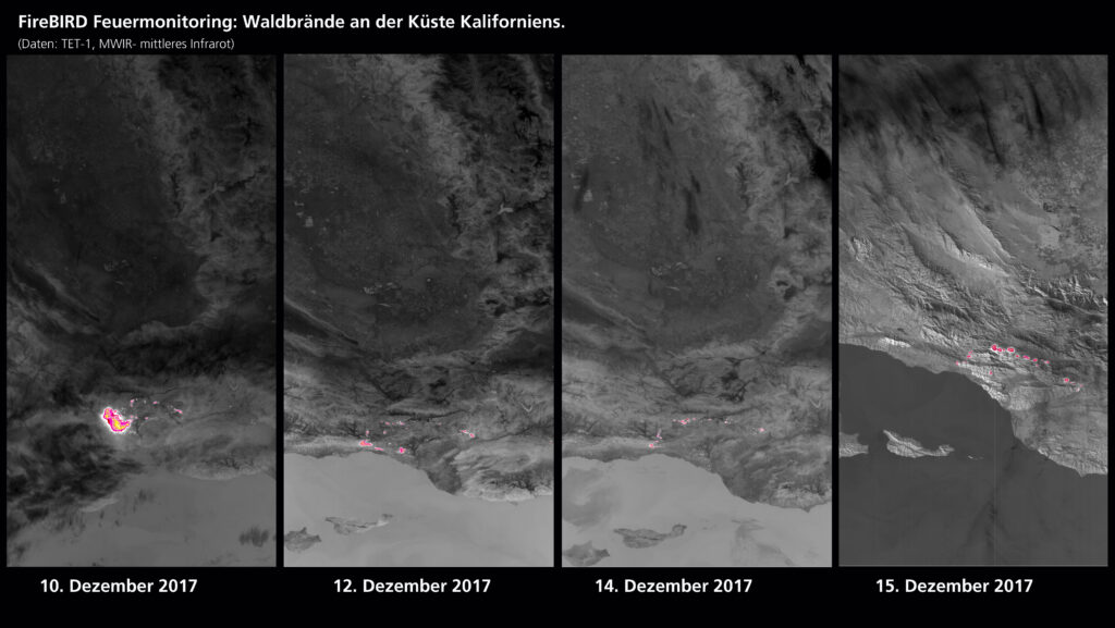 Satellitenaufnahmen von Waldbränden in Kalifornien
