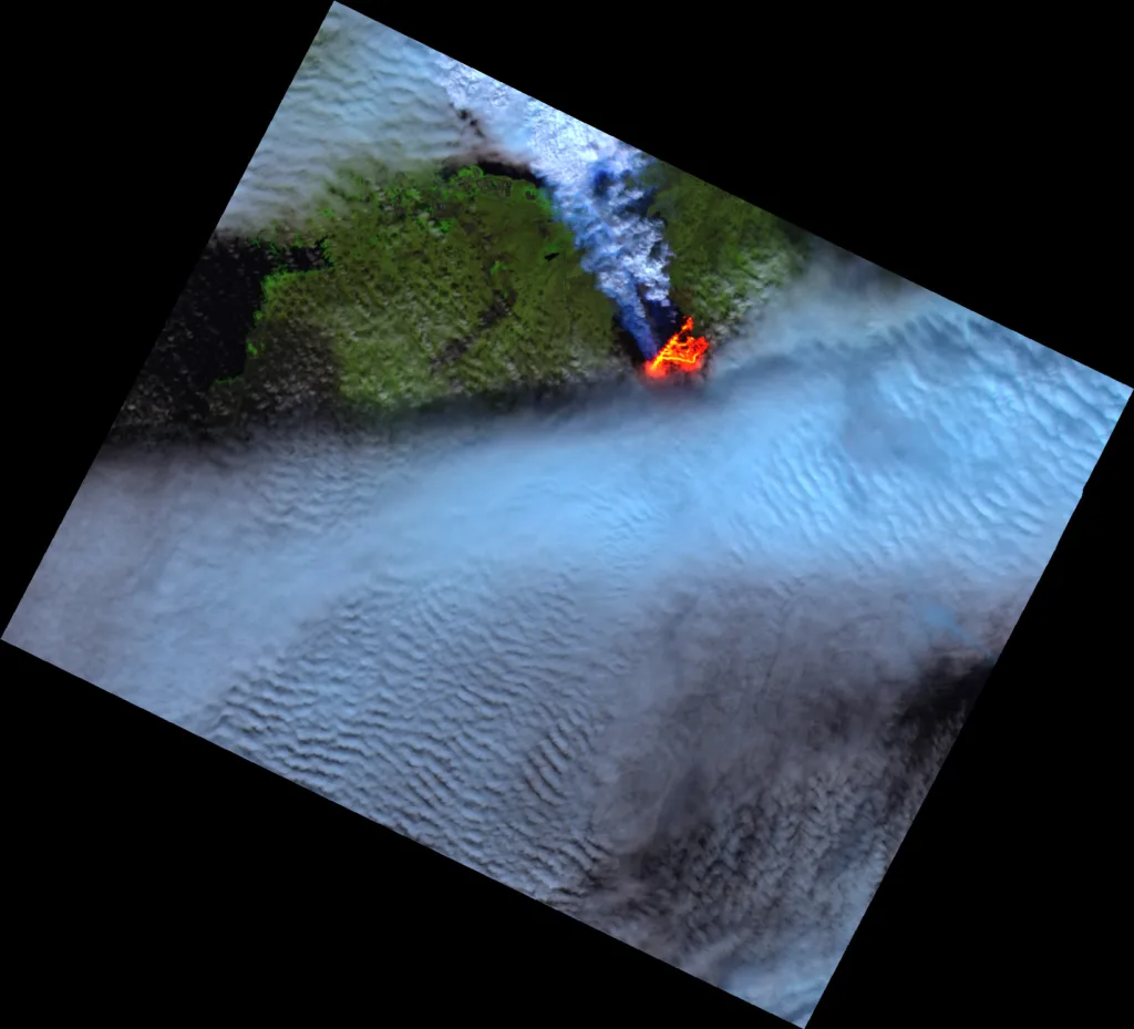 Satellitenbild von einem Vulkanausbruch in Island