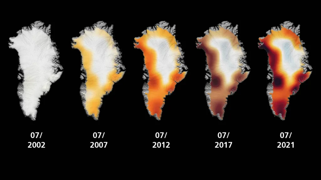 Visualisierung Eisverlust in Grönland