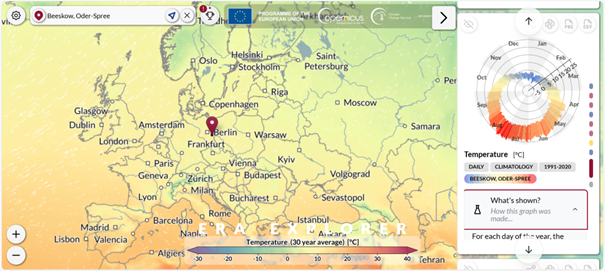 Abbildung Temperatur in Europa am 3.7.2025