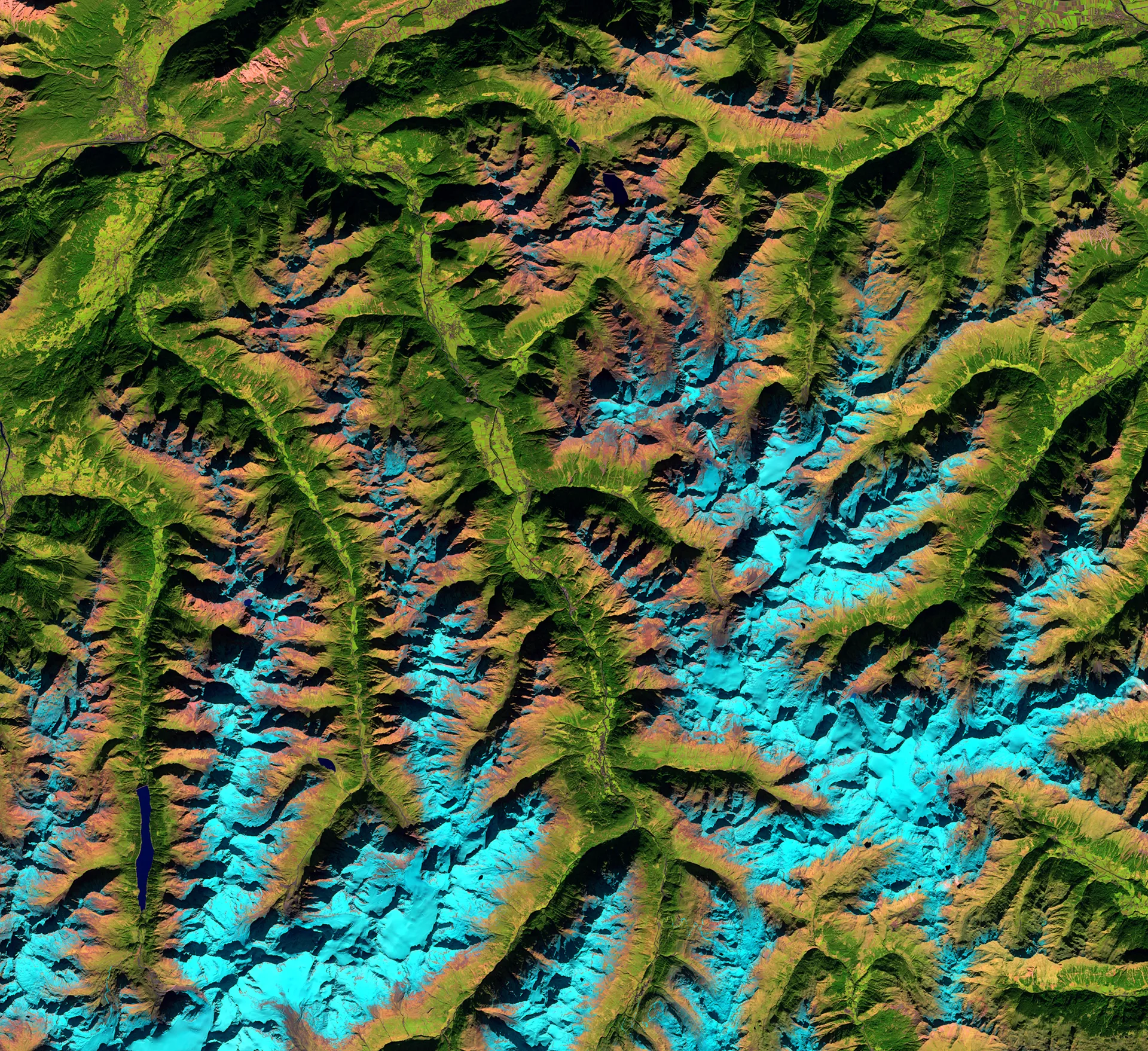 Satellitenbild der Ötztaler Alpen