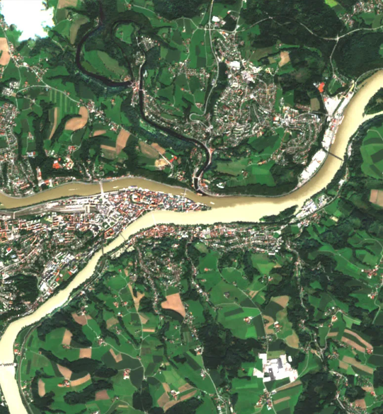 Satellitenbild Trübung von Donau und Inn